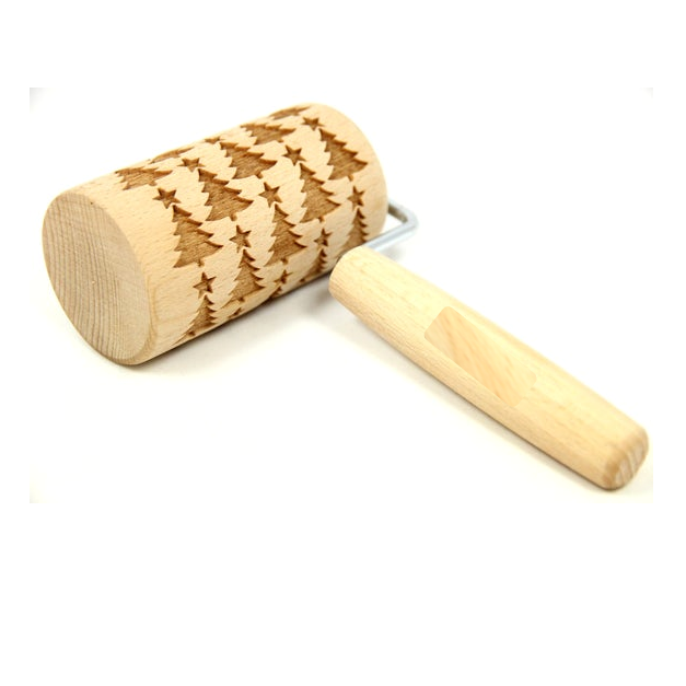 CHRISTMAS TREE DECORATED ROLLING PIN 10 CM