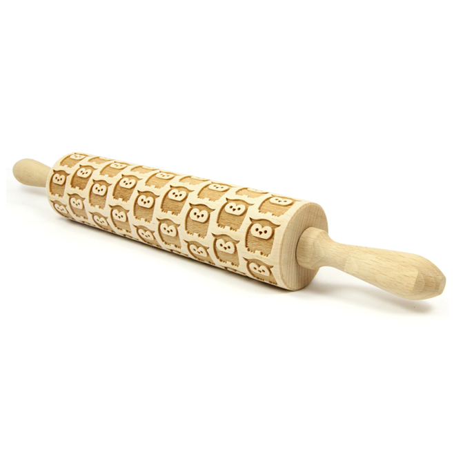 OWL DECORATED ROLLING PIN 43 CM