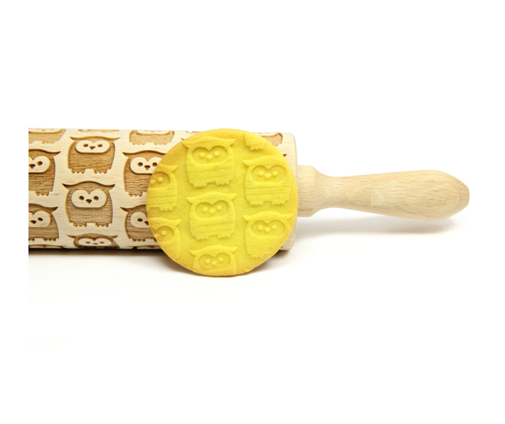 OWL DECORATED ROLLING PIN 43 CM