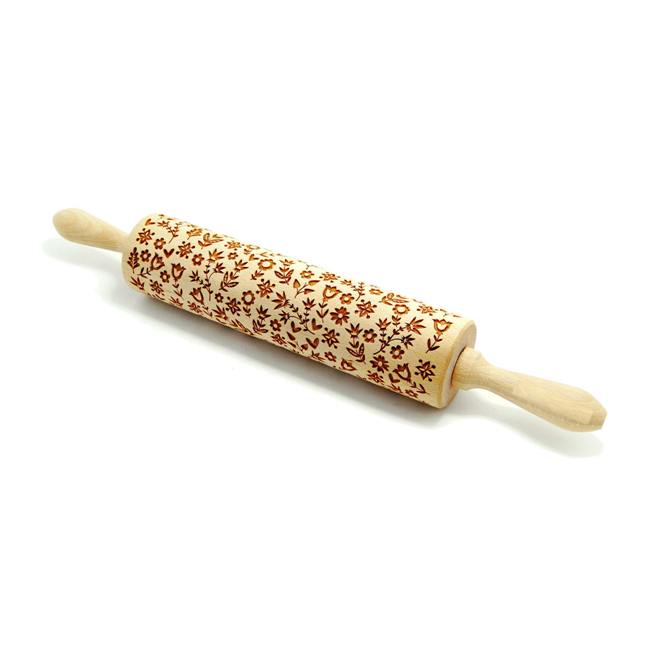 MIXED FLOWER DECORATED ROLLING PIN 43 CM