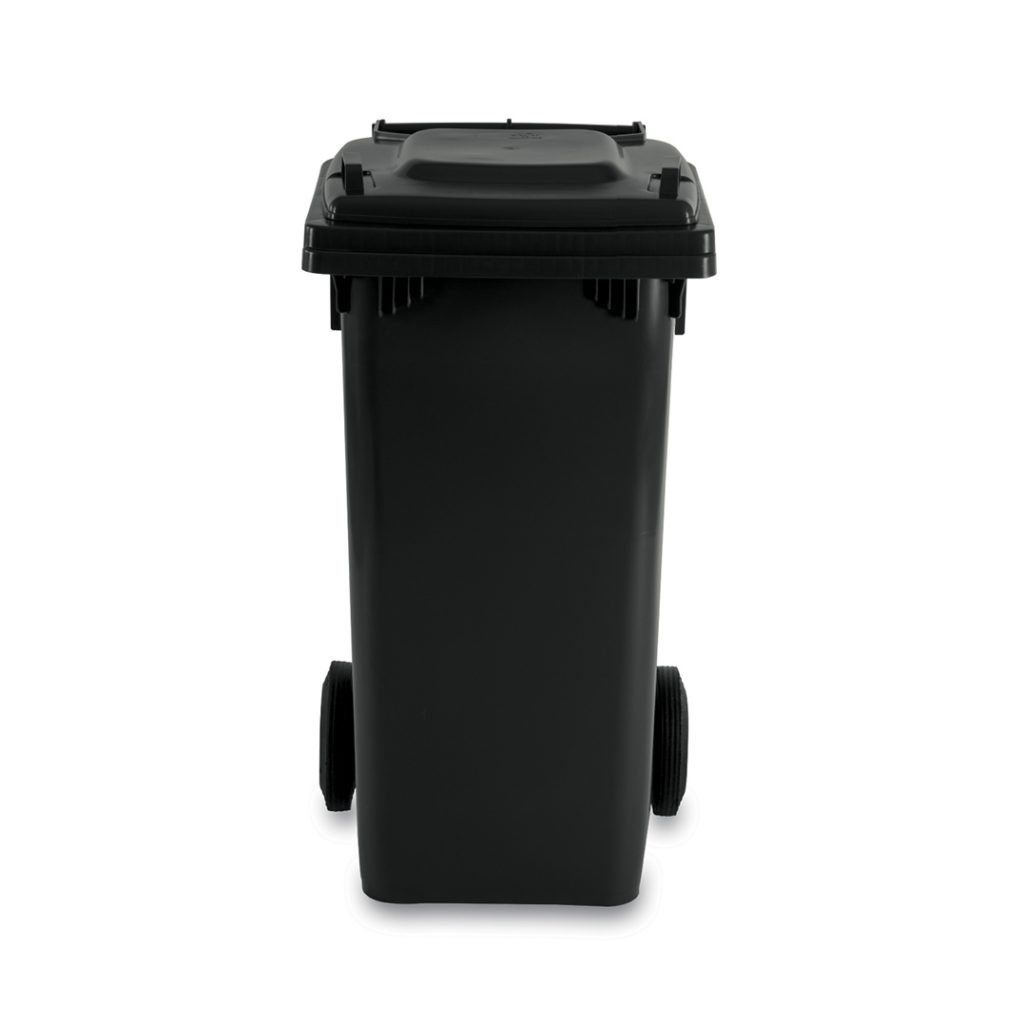 BIDONE NERO 120 L CON COPERCHIO E RUOTE
