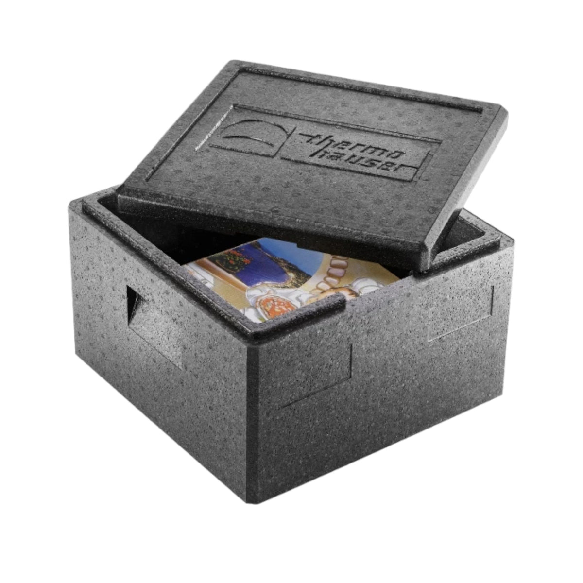 Box termico per trasporto pizza e bevande con coperchio . 41x41x36.5 h cm