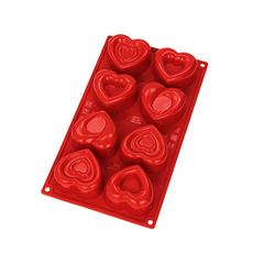 STAMPO SILICONE 8 CUORI MISTI
