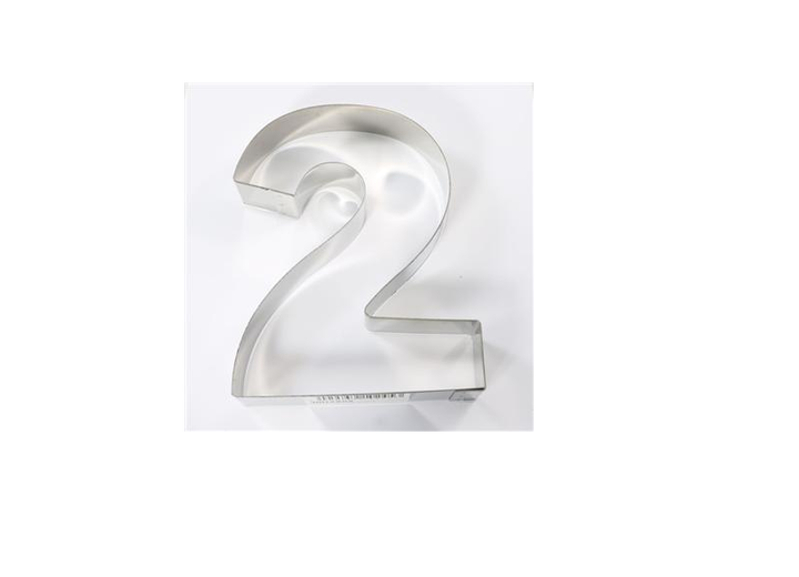 STAMPO TORTA INOX NUMERO " 2 " DUE  30 X 24 CM
