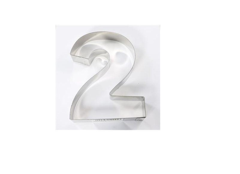 STAMPO TORTA INOX NUMERO " 2 " DUE  30 X 24 CM