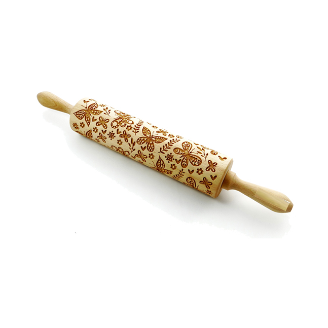 BUTTERFLIES AND FLOWERS DECORATED ROLLING PIN 43 CM