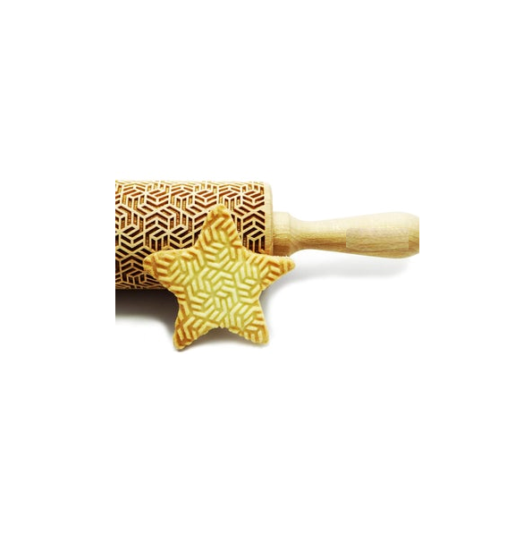 GEOMETRIC DECORATED ROLLING PIN 43 CM