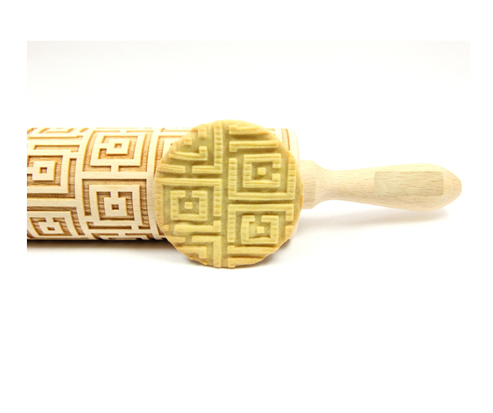 ROLLING PIN WITH ABSTRACT PAINTING DECORATION 43 CM